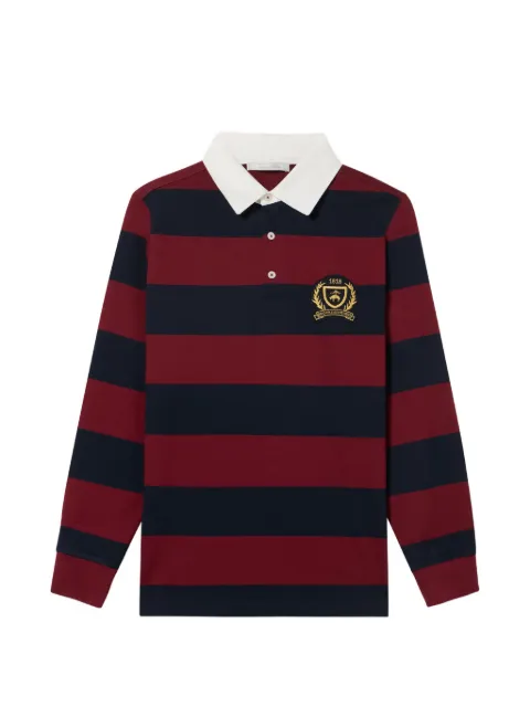 Brooks Brothers striped logo-patch polo shirt