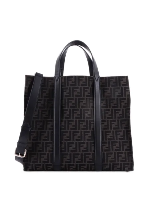 Fendi Pre-Owned Convertible Open Zucca Jacquard Fabric and Leather Large tote bag