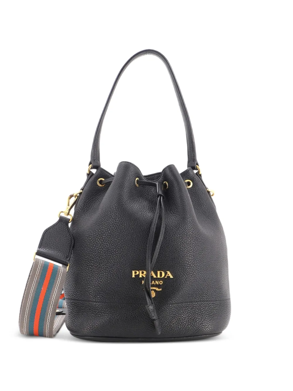 Prada Pre-Owned Dual Strap Top Handle Vitello Daino Small bucket bag - Nero