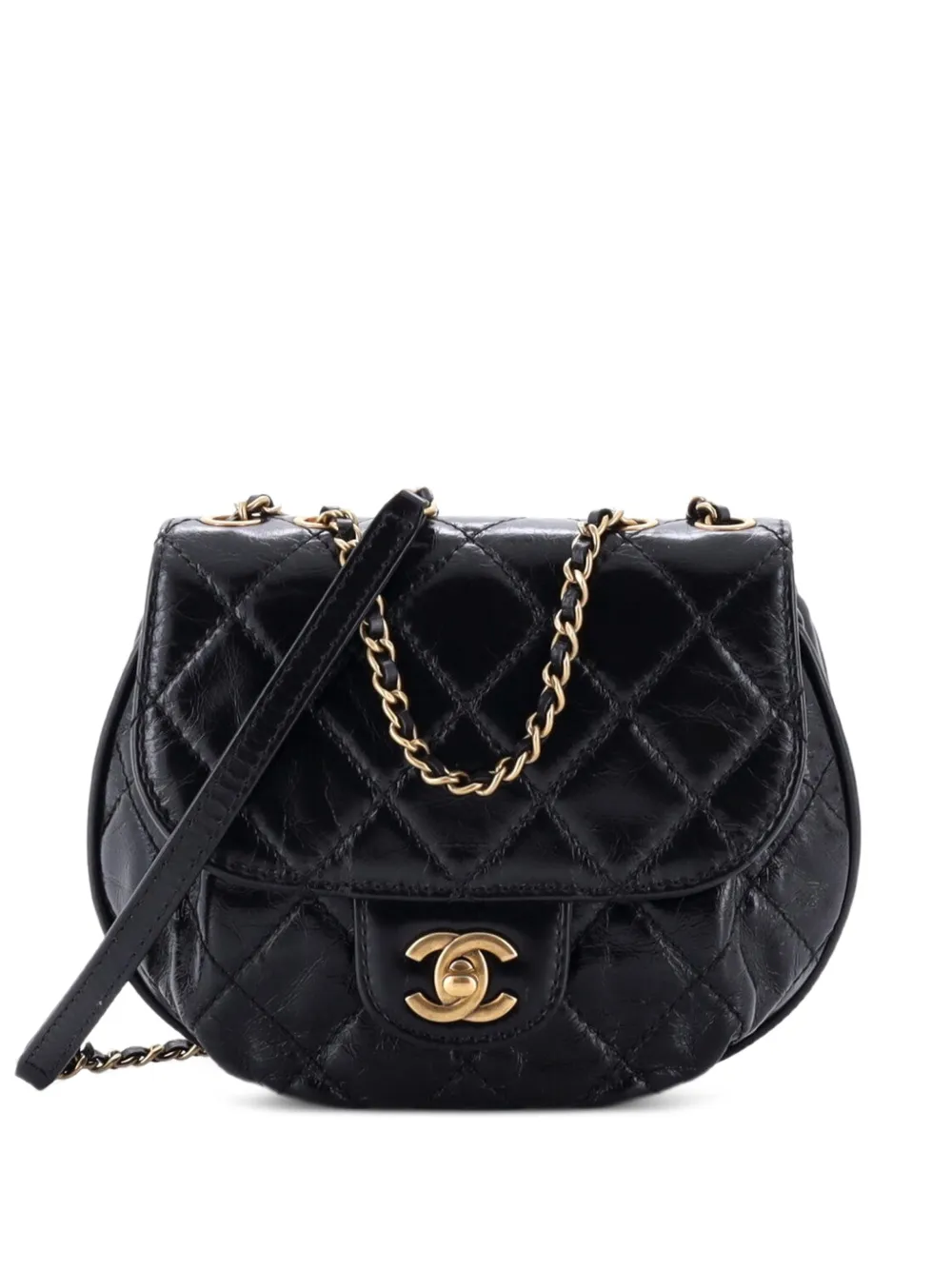 CHANEL Pre-Owned Dubai Messenger Bag Quilted Aged Calfskin Small shoulder bag - Black