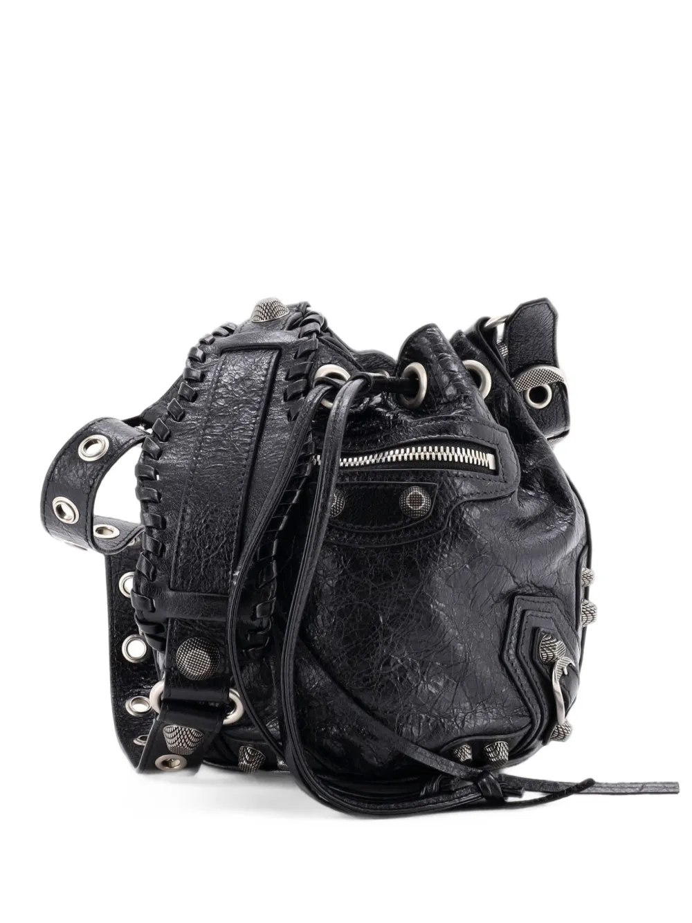 Balenciaga Pre-Owned Le Cagole Giant Studs Leather XS bucket bag - Nero