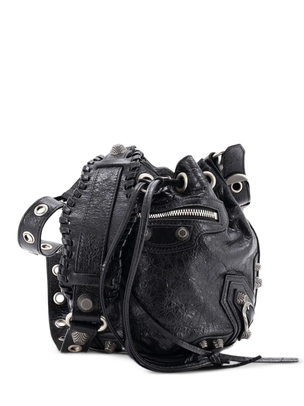 Balenciaga Pre-Owned Le Cagole Giant Studs Leather XS bucket bag - Nero
