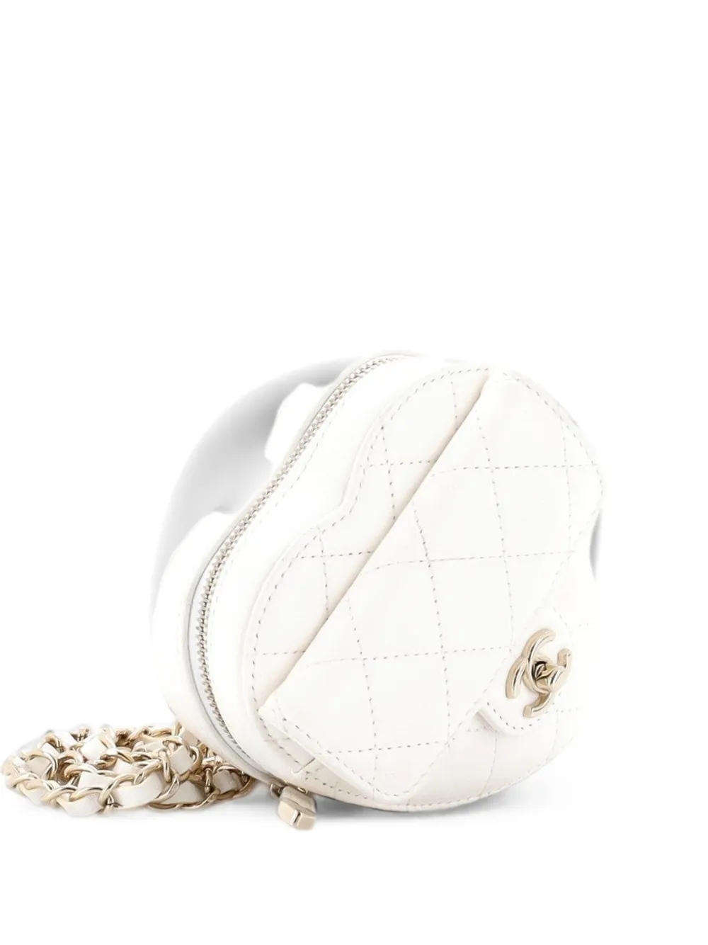 CHANEL Pre-Owned CC in Love Heart Quilted Lambskin belt bag - Bianco