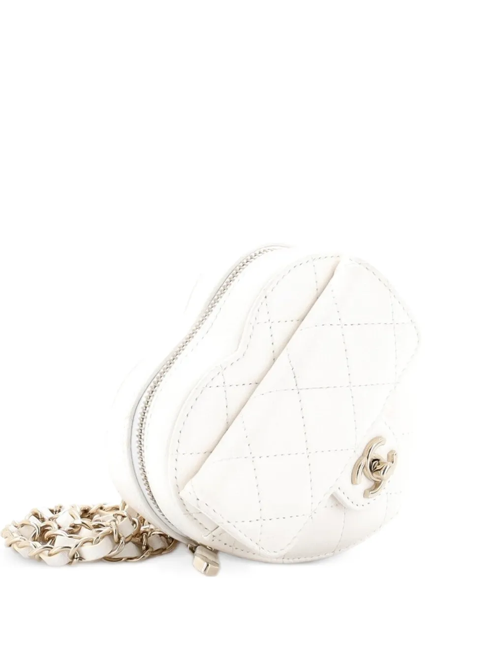 CHANEL Pre-Owned CC in Love Heart Quilted Lambskin belt bag - White