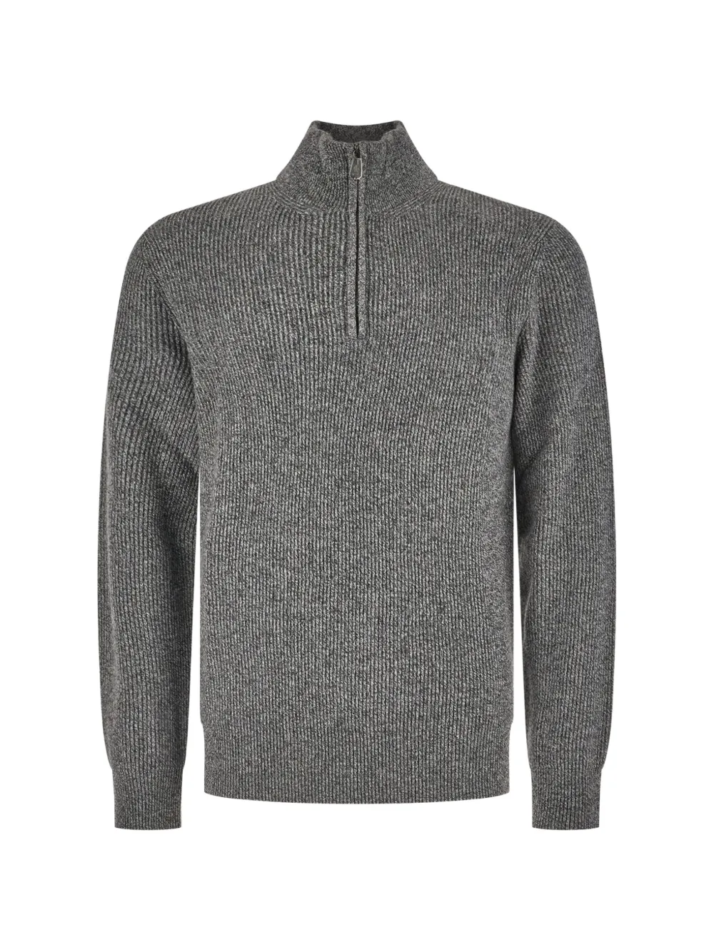 Piacenza Cashmere ribbed-knit quarter-zip sweater - Grau