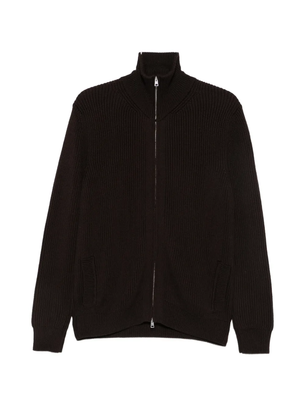 LUIGI GENTILE ribbed-knit zip-up cardigan