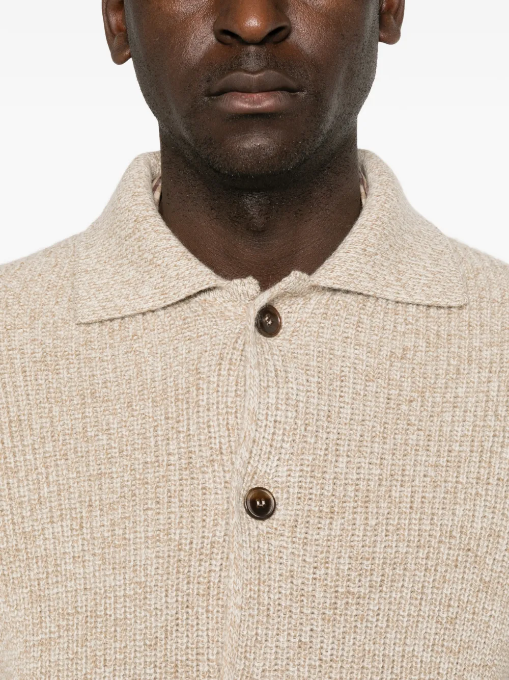 Filippo De Laurentiis ribbed-knit button-down sweater Beige