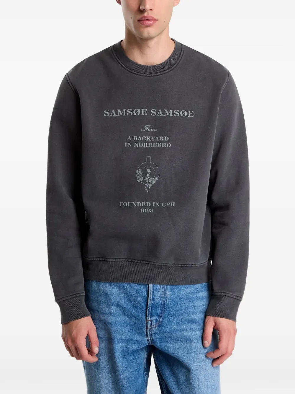 Samsoe & Samsoe Samarcus Logo-print Sweatshirt In Gray