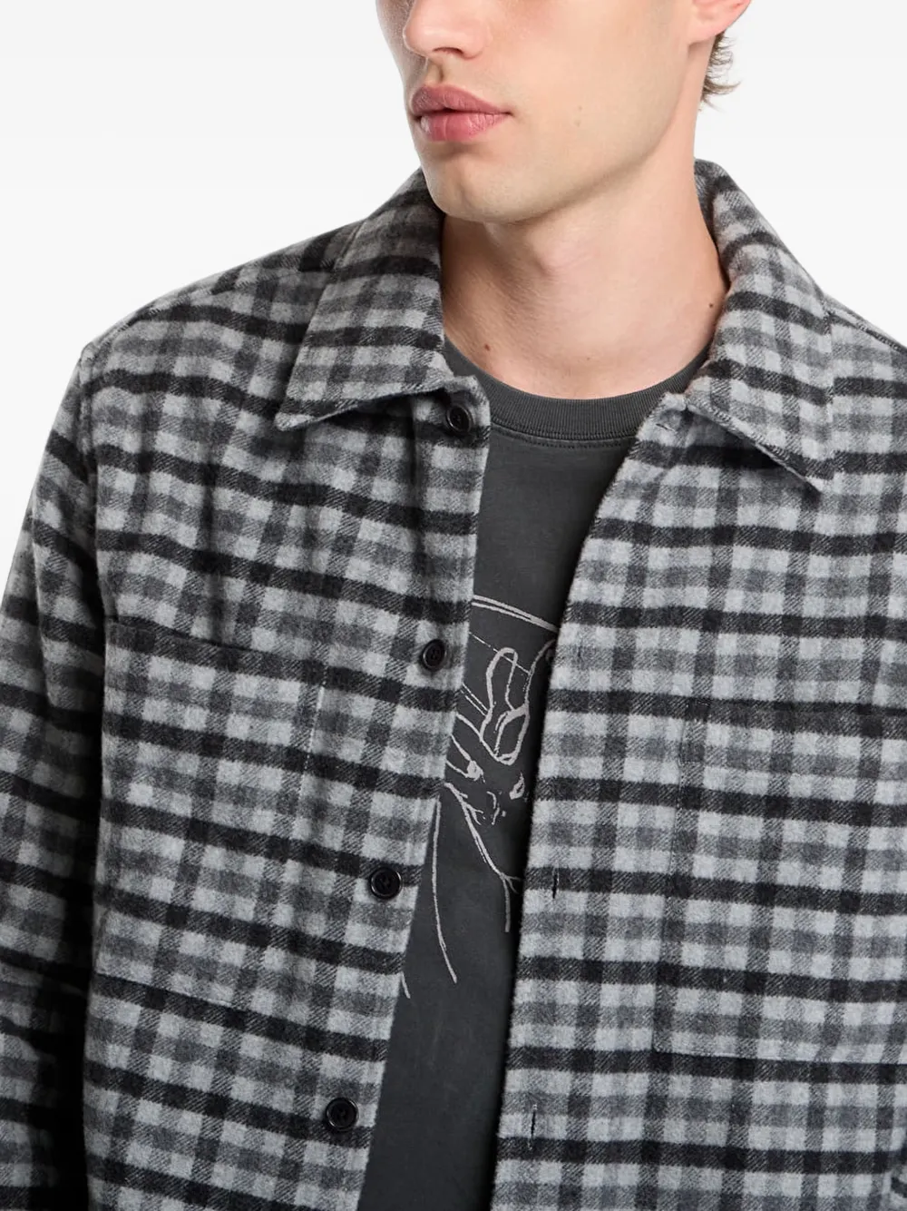 Samsoe & Samsoe Check-pattern Button-up Shirt In Gray