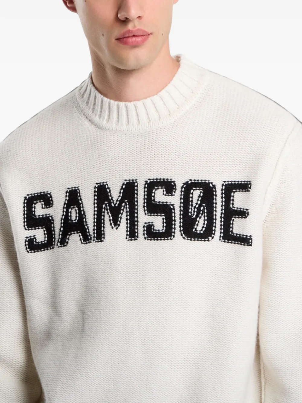 SAMSOE Sadavide trui met ronde hals Beige