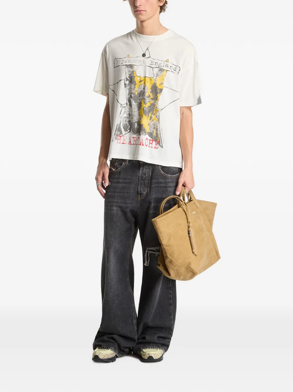 Represent Riot T-shirt met grafische print Beige