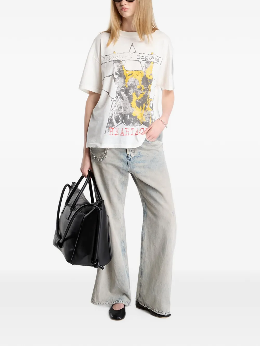 Represent Riot T-shirt met grafische print Beige