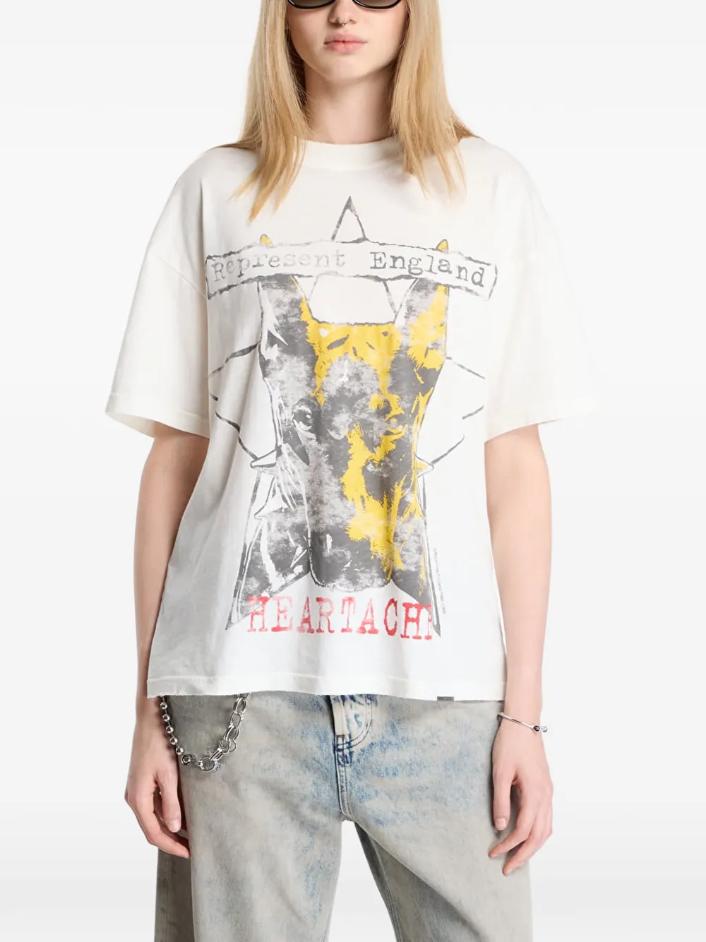 Represent Riot T-shirt met grafische print Beige