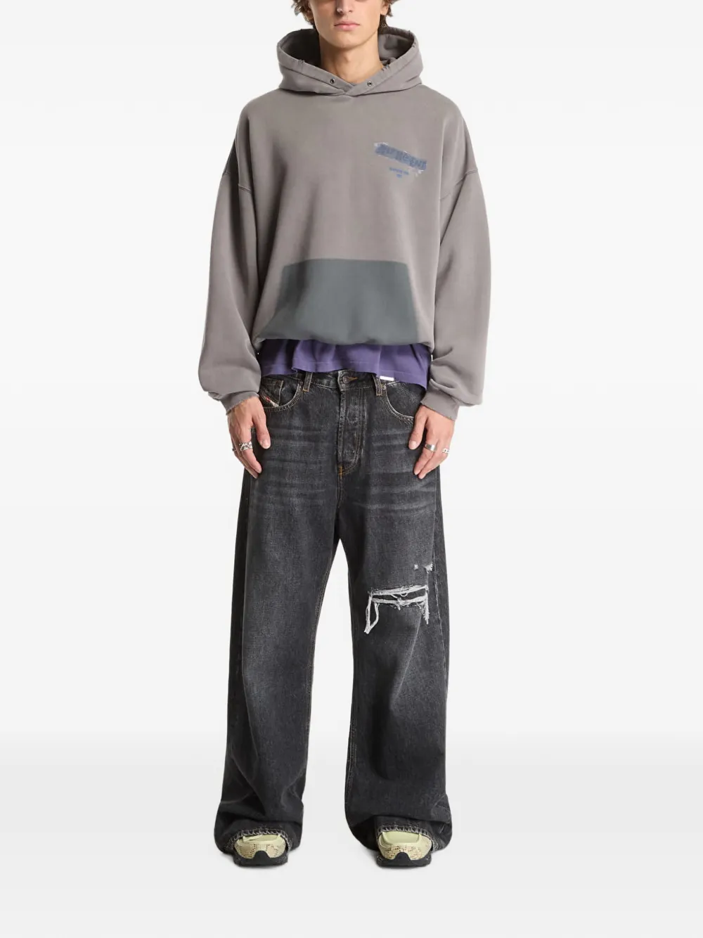 Represent Ransom logo-print hoodie | Grey | Image 1