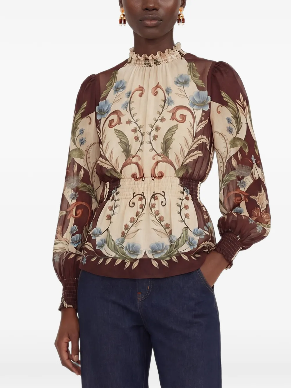 FARM Rio Shirt met bloemenprint Beige