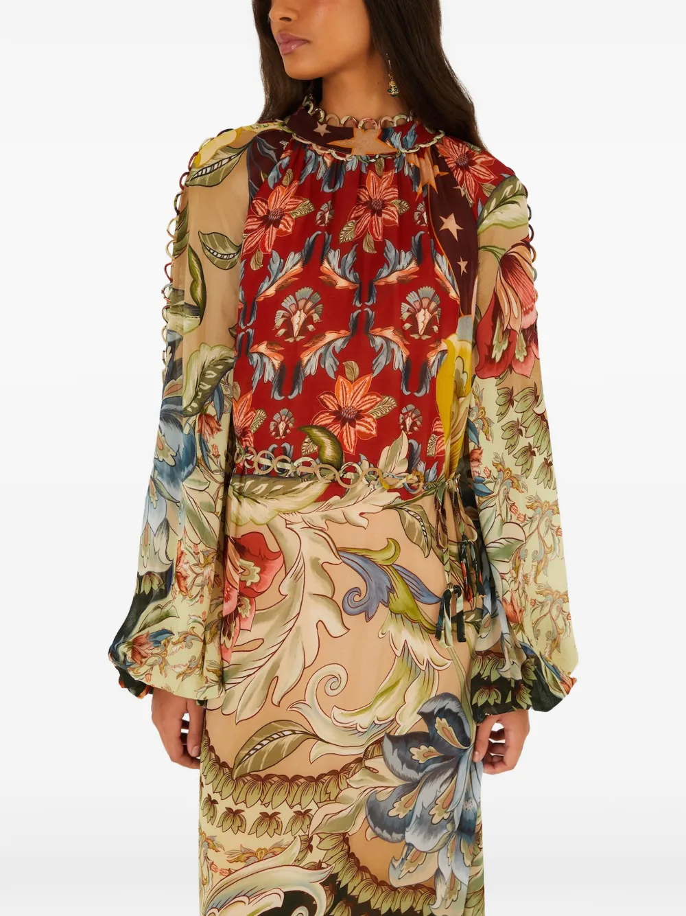 FARM Rio floral-print ring-detail maxi dress - Toni neutri