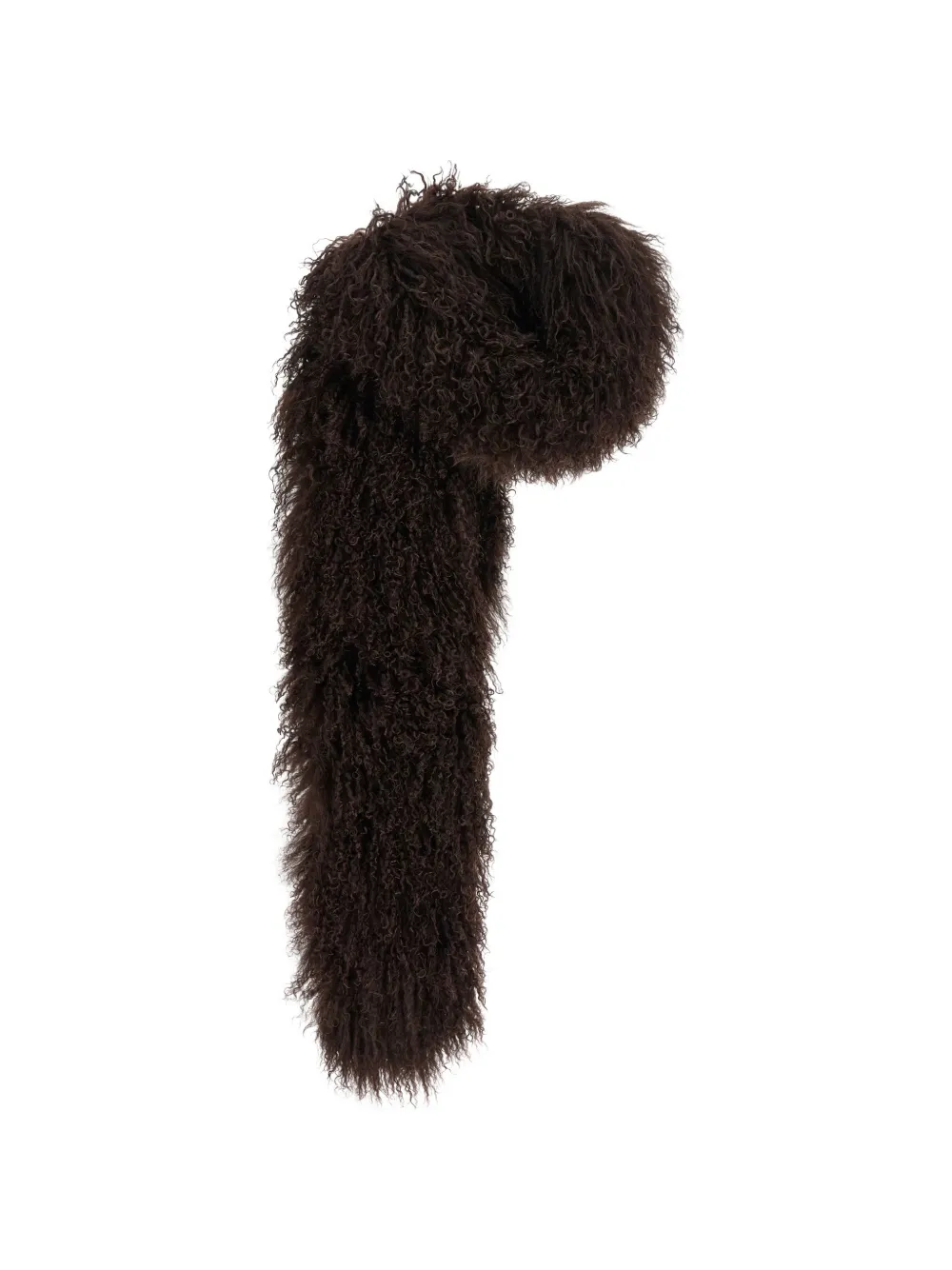 Yves Salomon Mongolian Shearling Scarf in Brown, view 2