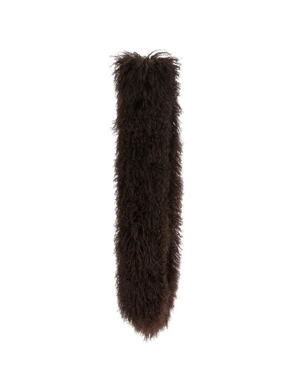 Yves Salomon Mongolian Shearling Scarf in Brown
