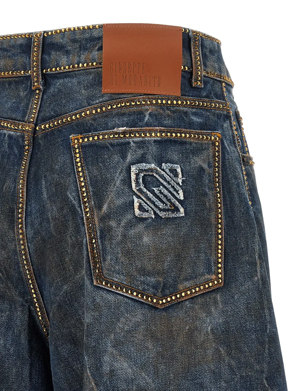 Giuseppe Di Morabito Jeans verfraaid met stras en barrelpijpen Blauw