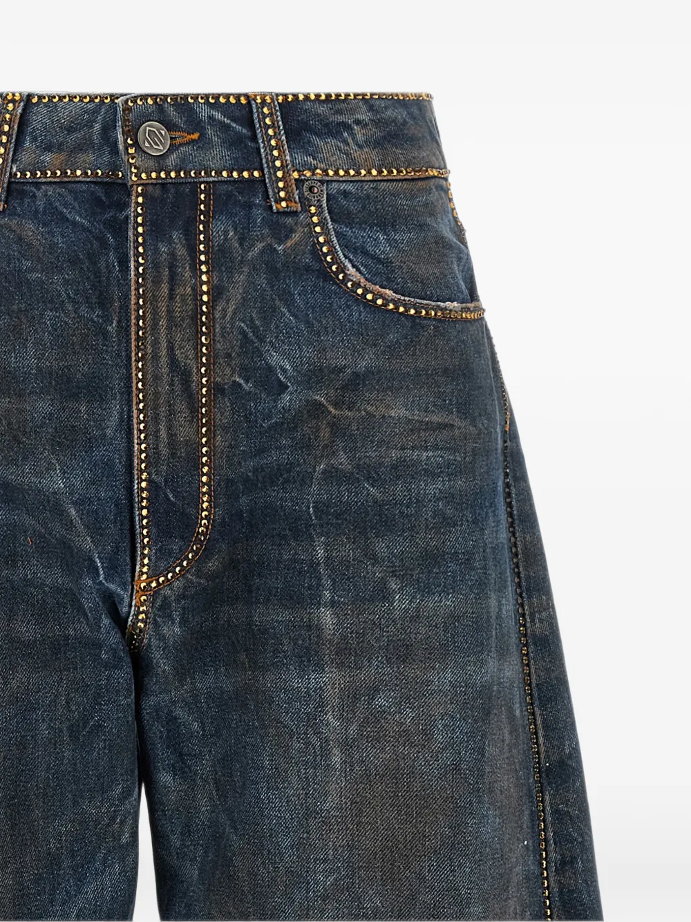Giuseppe Di Morabito Jeans verfraaid met stras en barrelpijpen Blauw