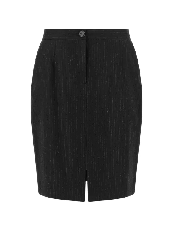 BLAZÉ Milano Popeye Smiley Pinstripe Skirt in Black