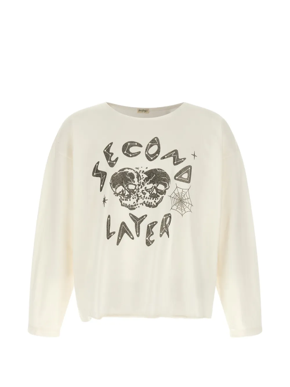 Second / Layer Graphic-print Long-sleeve T-shirt In Neutrals