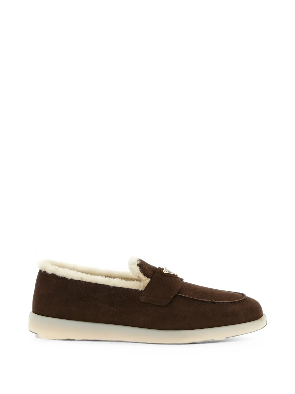 Prada logo-plaque suede loafers - Marrone