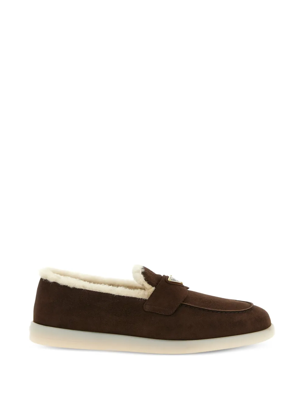 Prada logo-plaque suede loafers - Braun