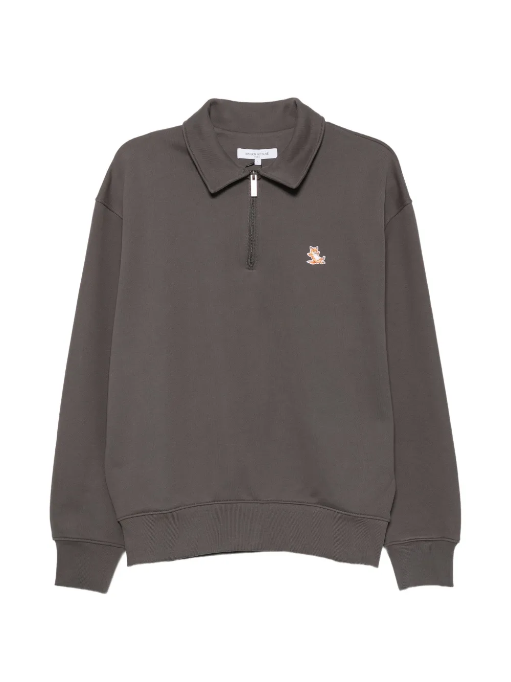 Maison Kitsuné fox-patch quarter-zip sweater | gris | Image 1