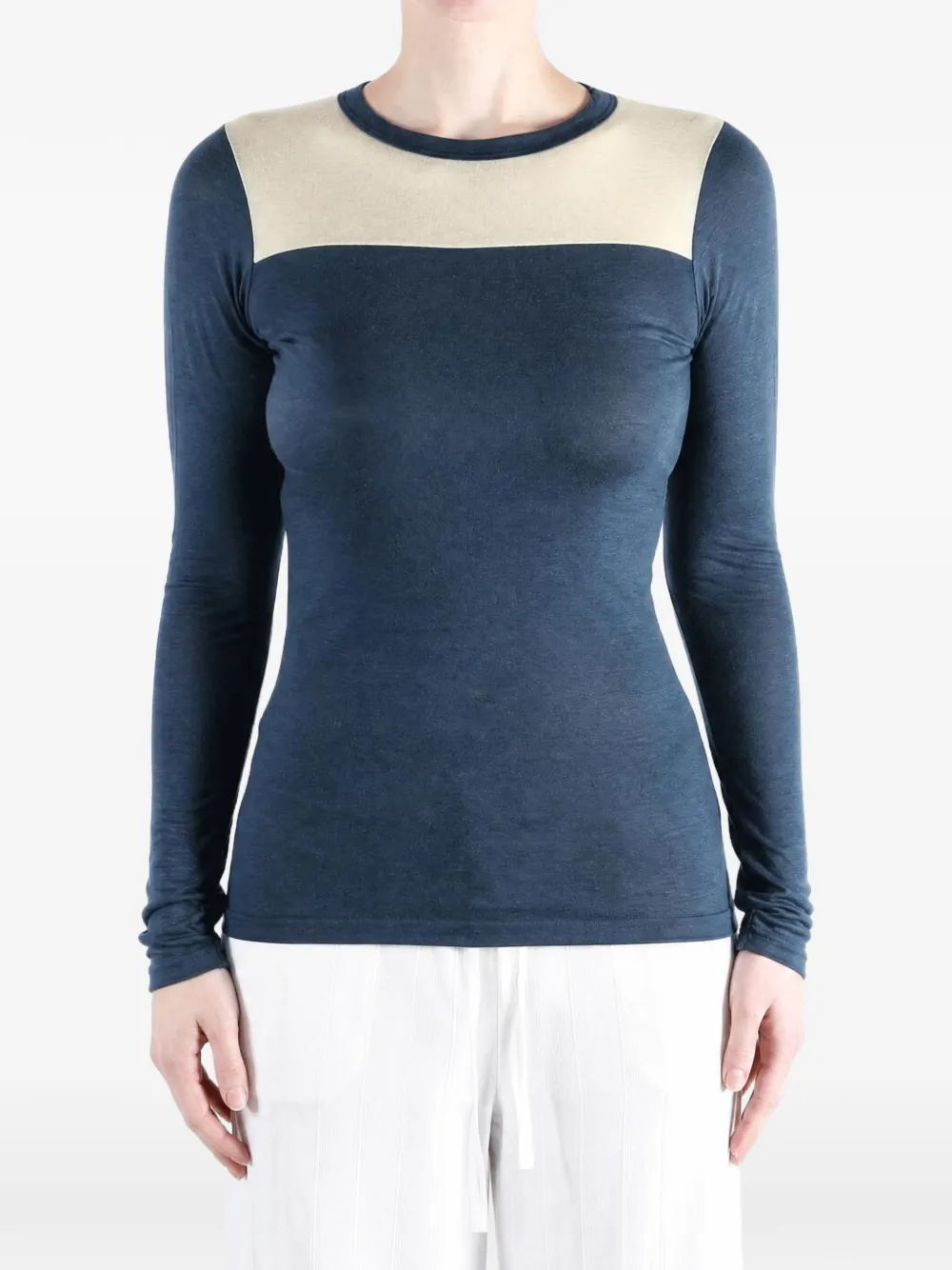 Auralee colour-block long-sleeved T-shirt Blauw
