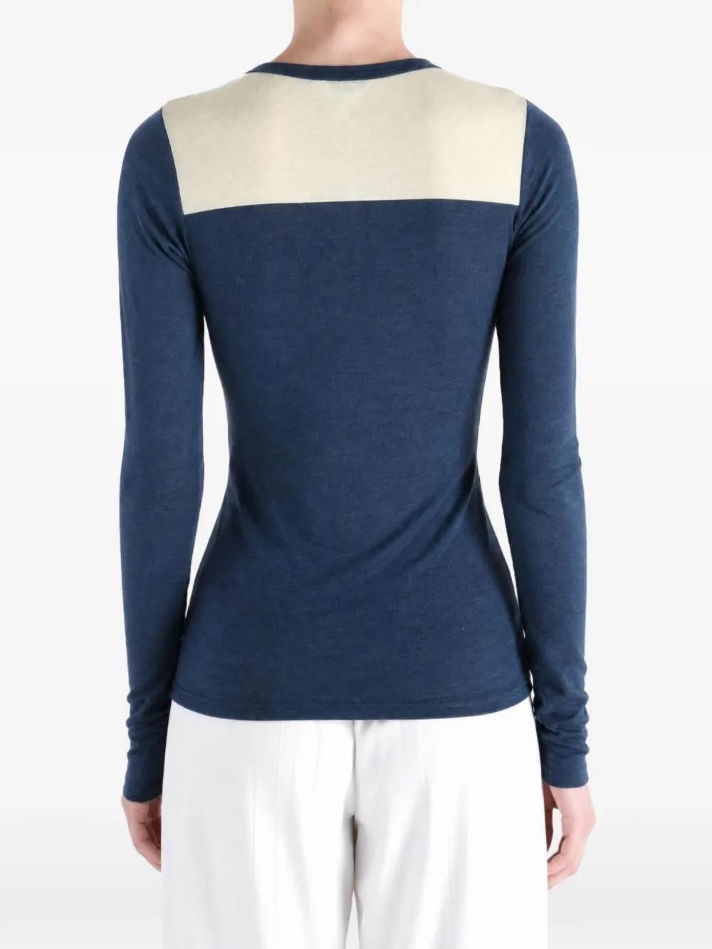 Auralee colour-block long-sleeved T-shirt Blauw