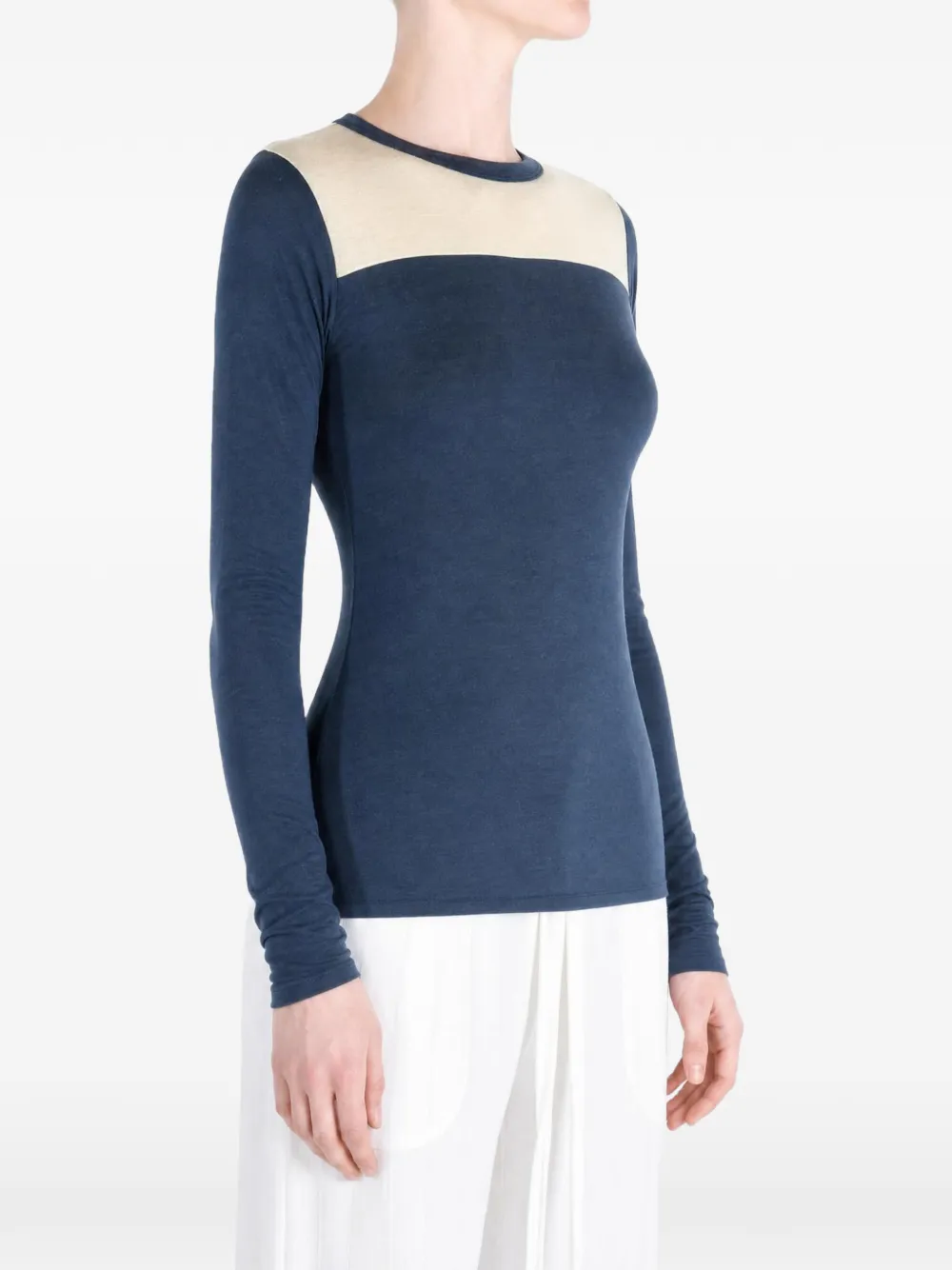 Auralee colour-block long-sleeved T-shirt Blauw