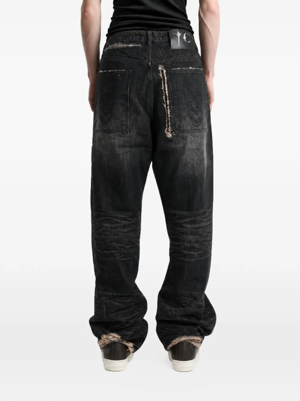 THUG CLUB distressed-effect straight-leg jeans Zwart