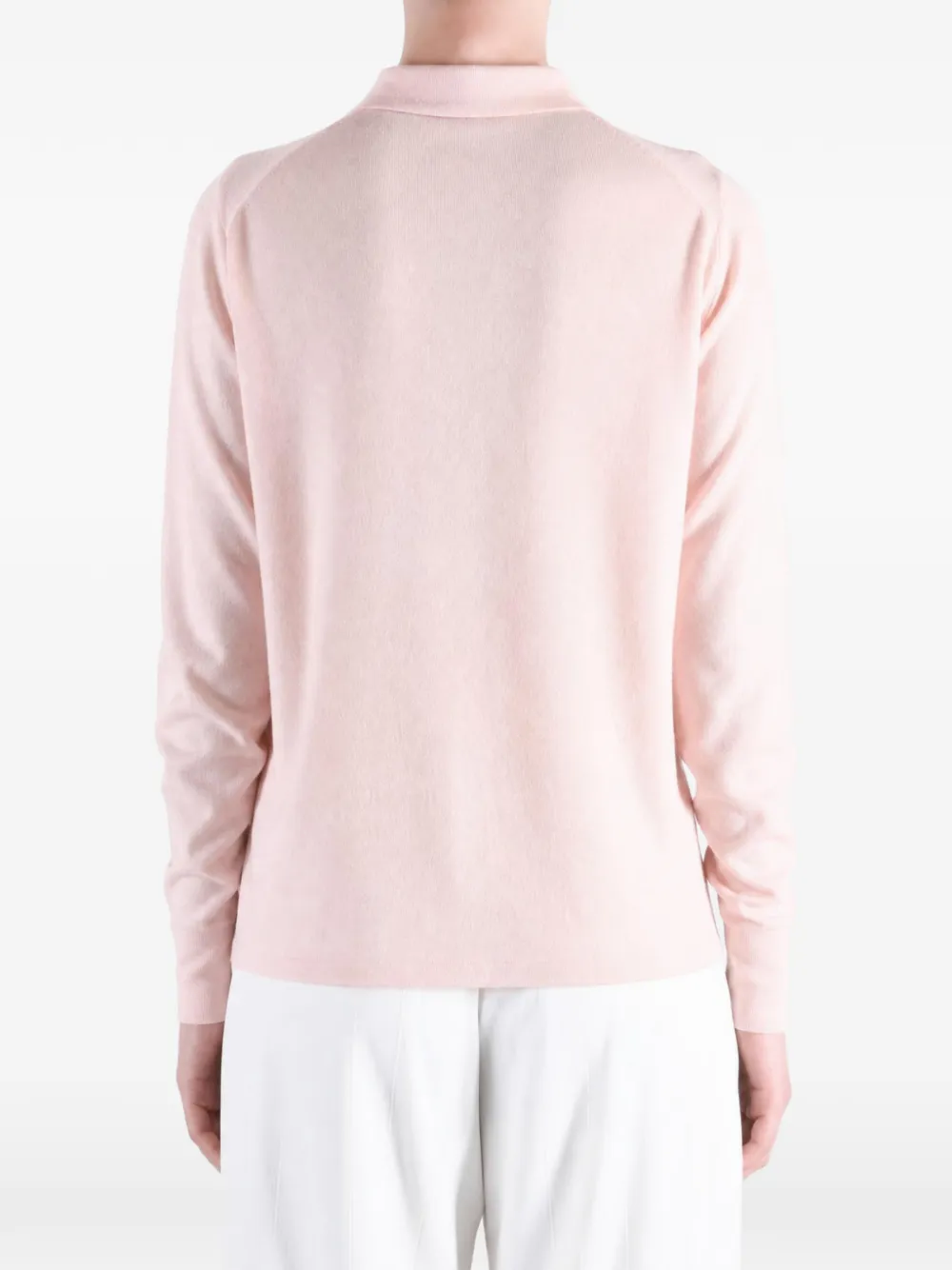 Auralee button-up polo-collar sweater Roze