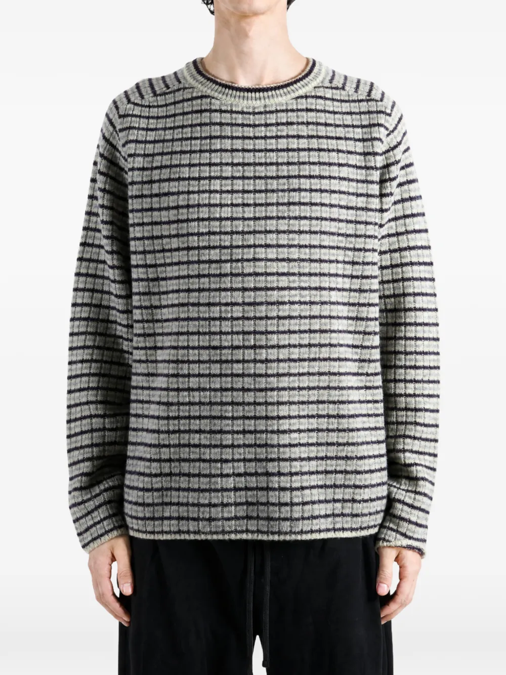 Auralee striped ribbed-knit sweater Grijs