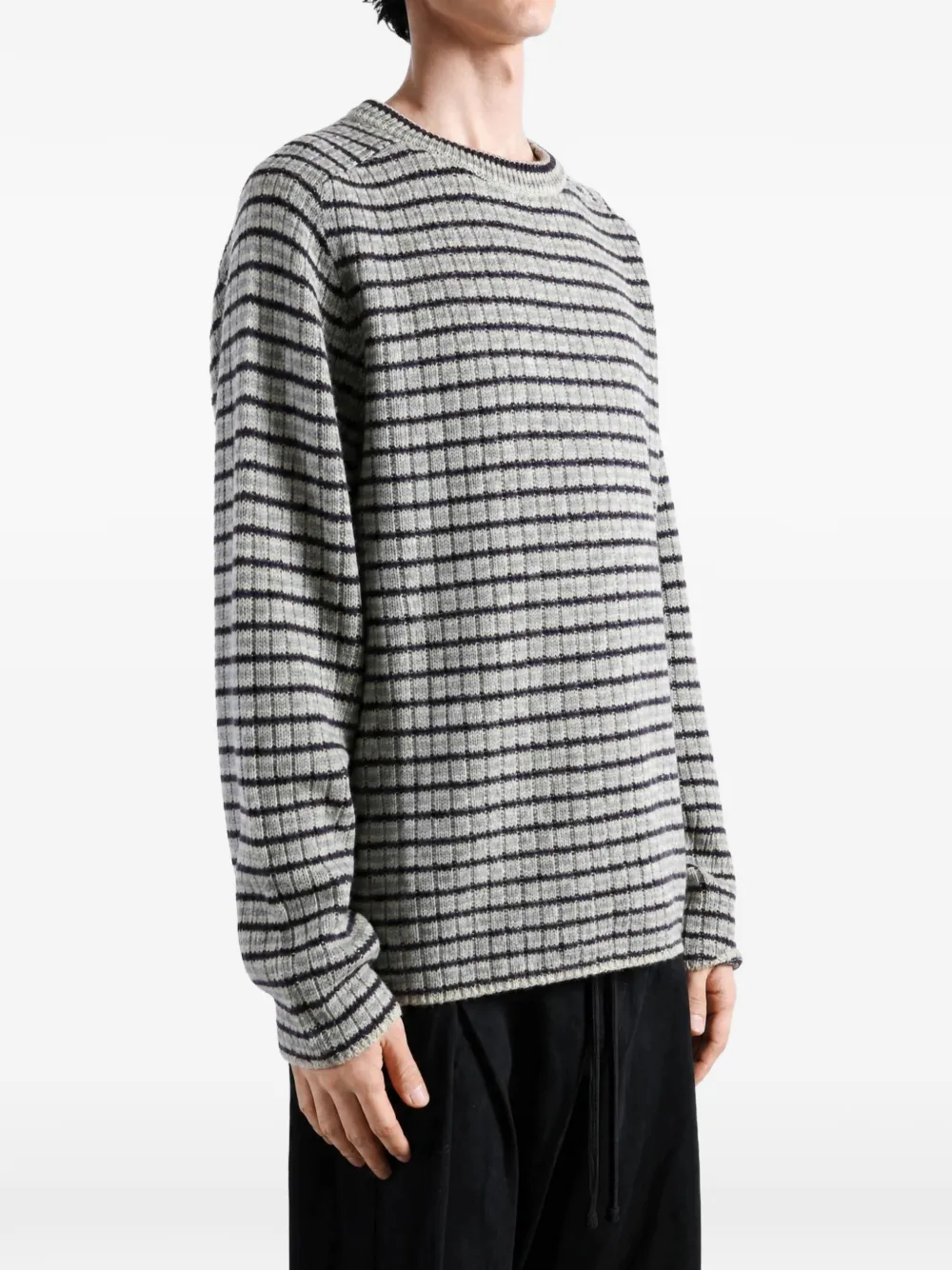 Auralee striped ribbed-knit sweater Grijs