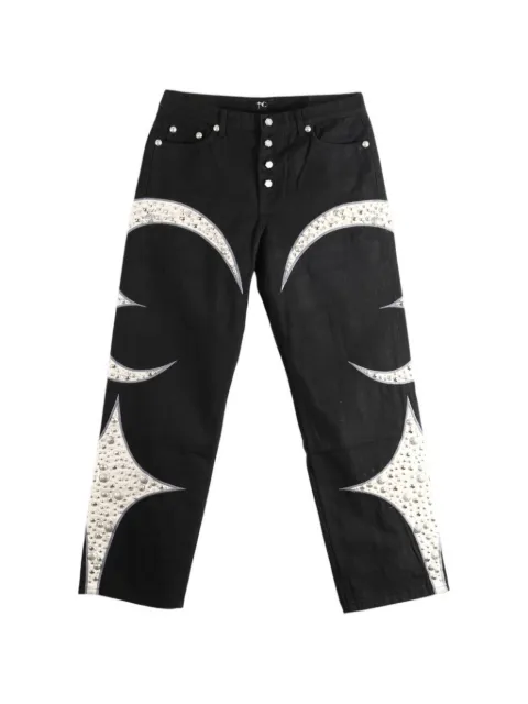 THUG CLUB jean Iron Steel Focus clouté à design patchwork