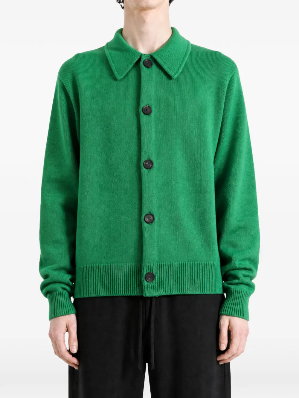Auralee button-up collared cardigan Groen