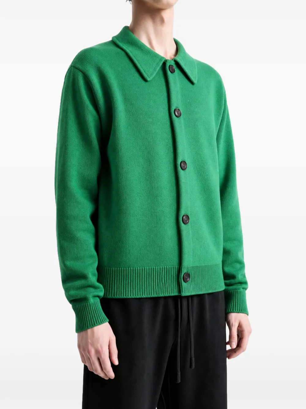 Auralee button-up collared cardigan Groen