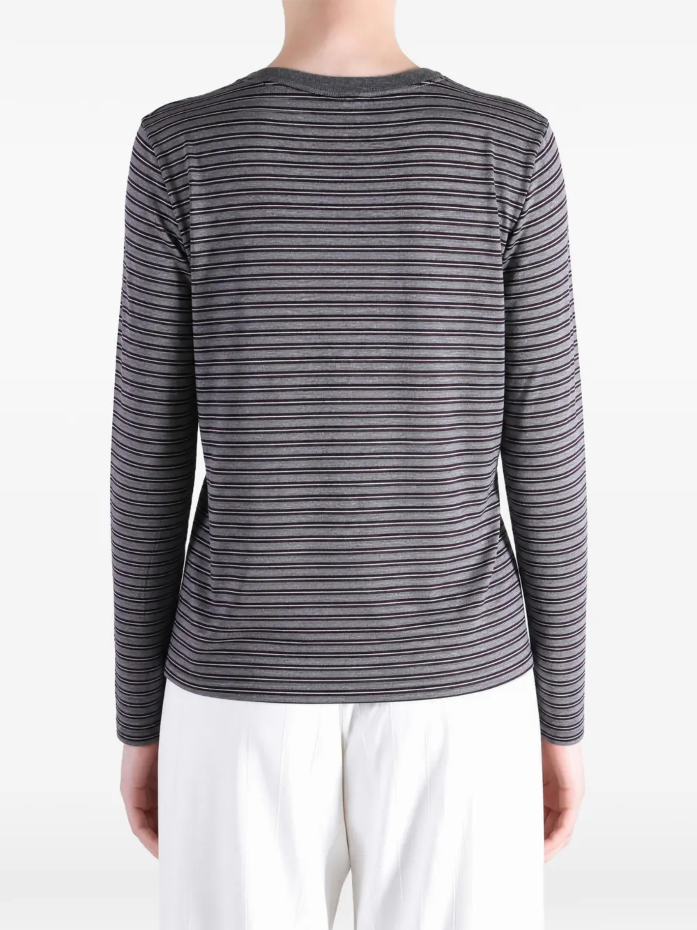 Auralee striped wool T-shirt Grijs