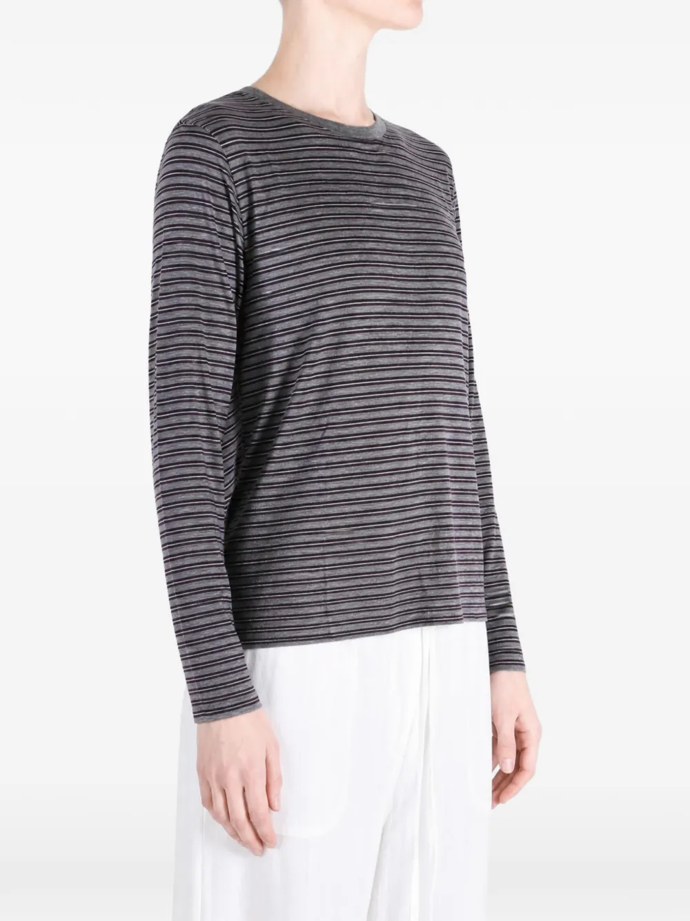 Auralee striped wool T-shirt Grijs