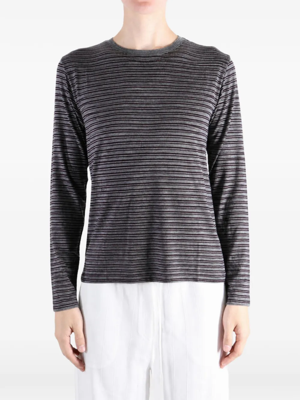 Auralee striped wool T-shirt Grijs