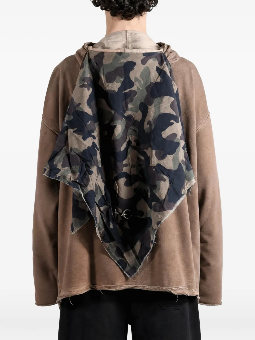 THUG CLUB Hoodie met camouflagevlakken en rits Bruin