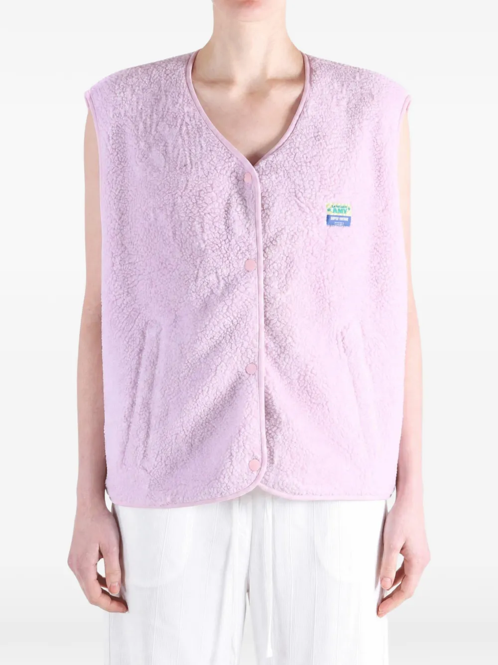 American Vintage Hoktown fleece-texture V-neck gilet - Rosa