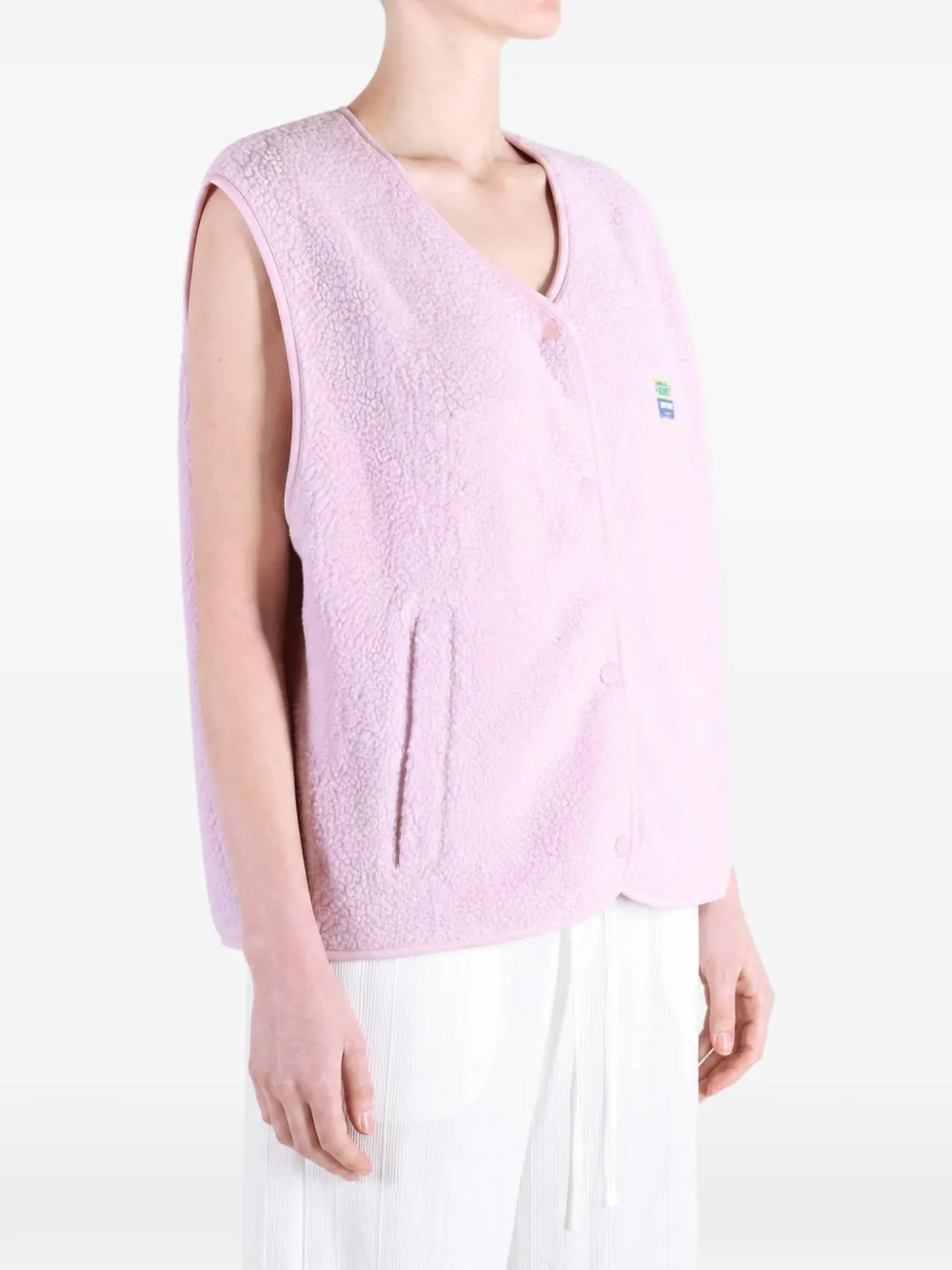 American Vintage Hoktown fleece-texture V-neck gilet Roze