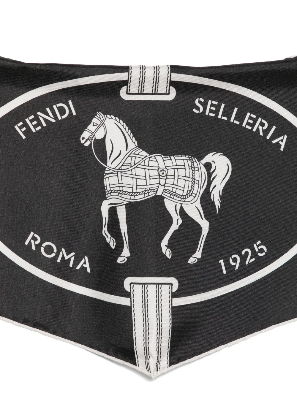 FENDI Driehoekige sjaal met paarden-print Zwart