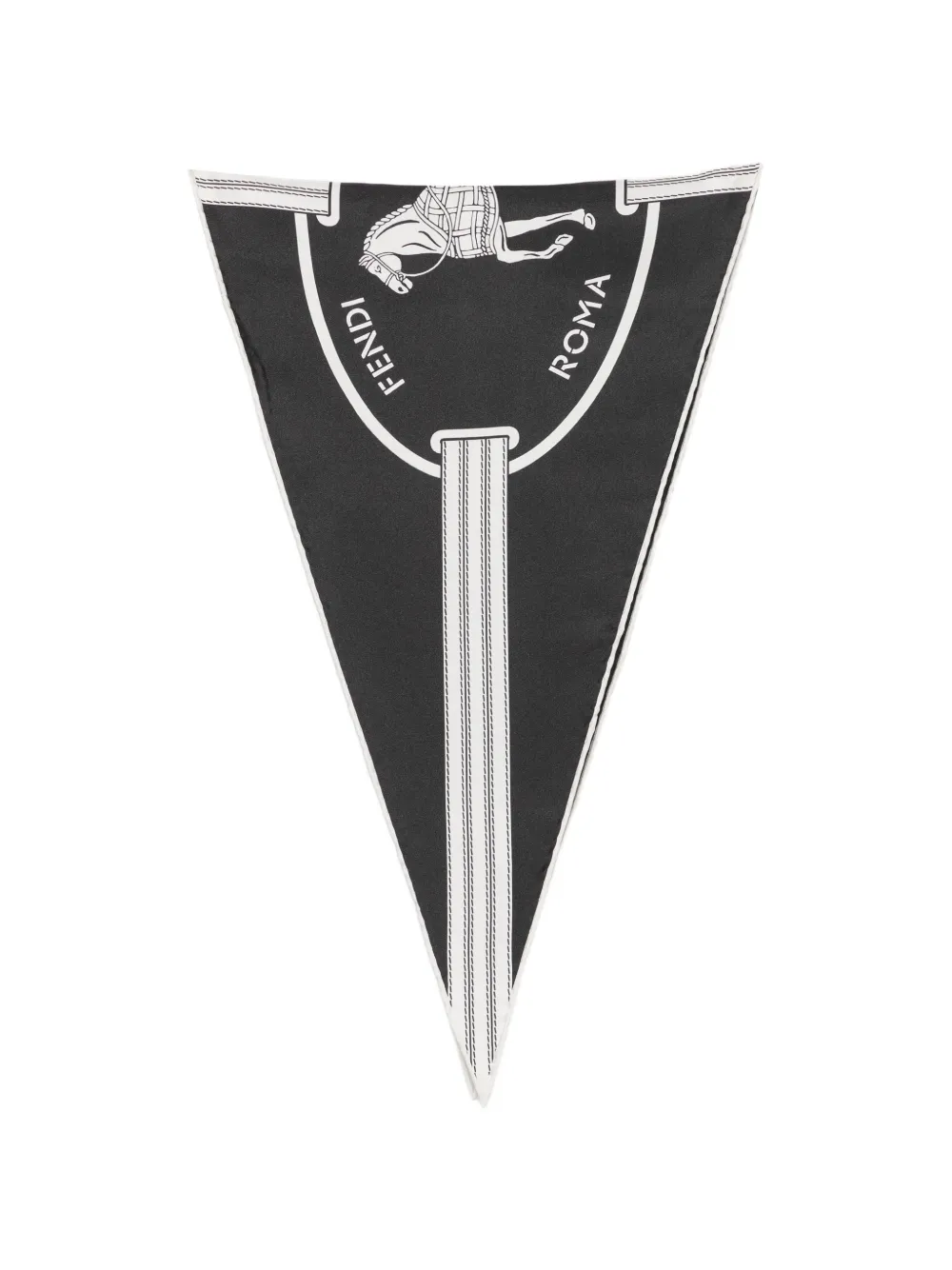 FENDI equestrian-print triangular scarf - Nero