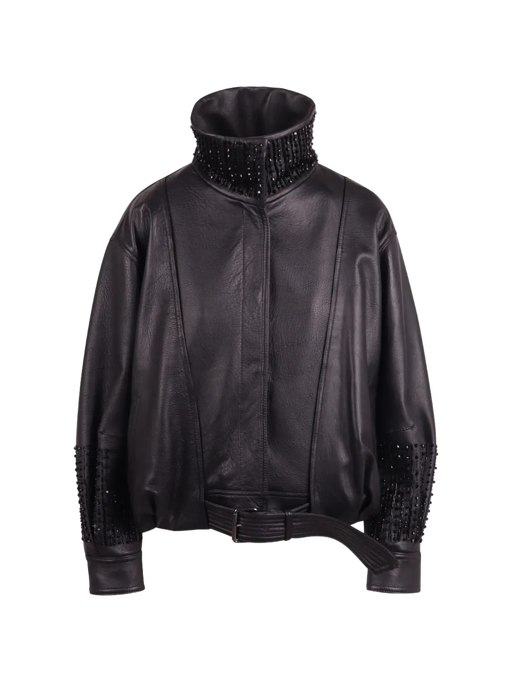 Sword bead-embellished belted jacket - Schwarz