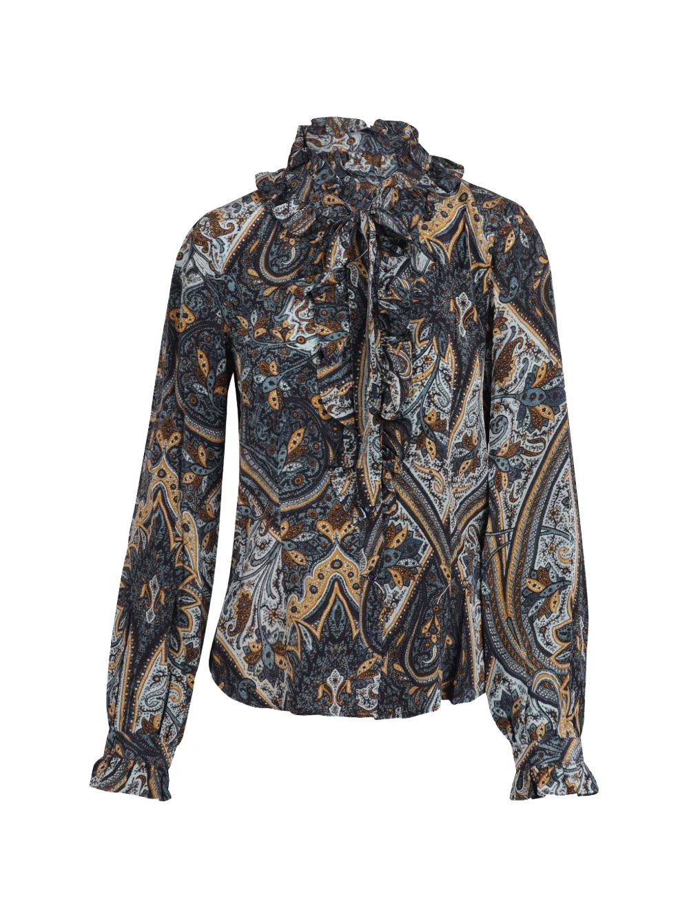 Ulla Johnson Catroux paisley-print ruffled blouse Blauw