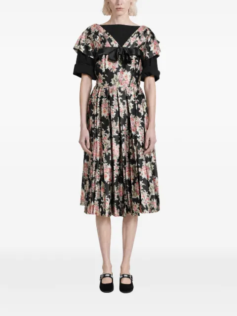 Simone Rocha floral-print pleated dress